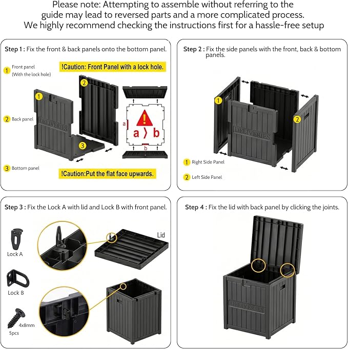 EHHLY 51 Gallon Package Delivery Box for Outside, Resin Lockable Secure Parcel Drop Box, Waterproof Deck Box for Front Porch, Curbside, Patio