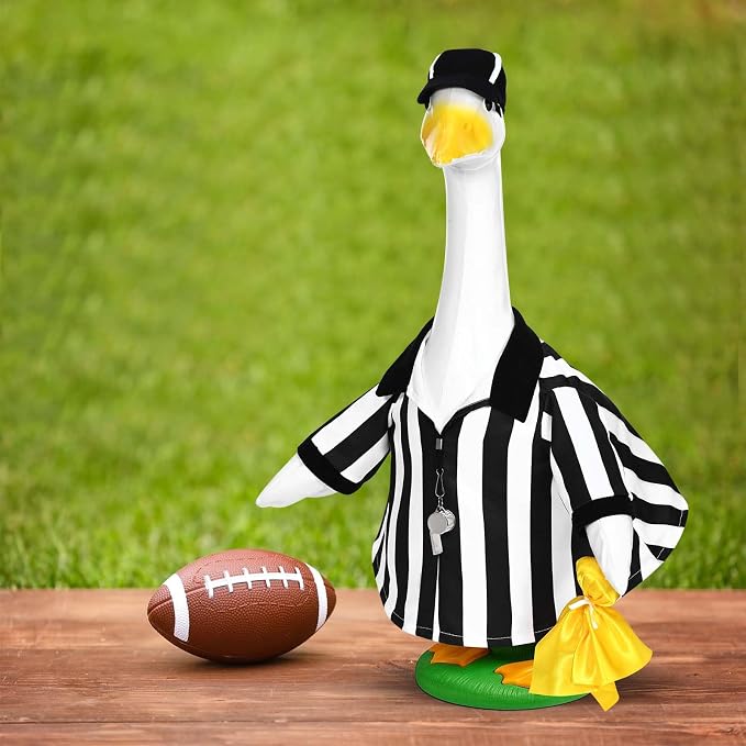 JcHrmers Referee Goose Outfit Referee Shirt Hat Whistle Penalty Flag 23 inch Cement Goose Clothes for Sports Seasons Outdoor Garden Yard Patio Lawn Decoration