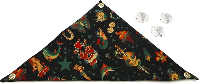 Hammock for Bearded Dragons, Vintage Tattoos Fabric with Suction Cup Hooks