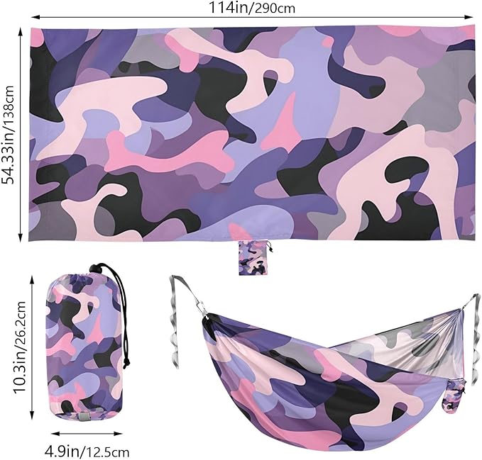 Camouflage Purple Pink 330lb Capacity Outdoor Hammocks Fabric Hammock for Outside Patio Backyard Poolside hamaca para adultos