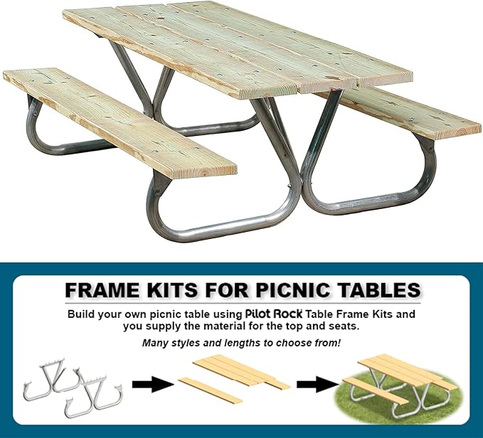 Pilot Rock 6 Pack Outdoor Steel Non Tip Picnic Table Leg Kits for 6' or 8' Planks (Frames Only)