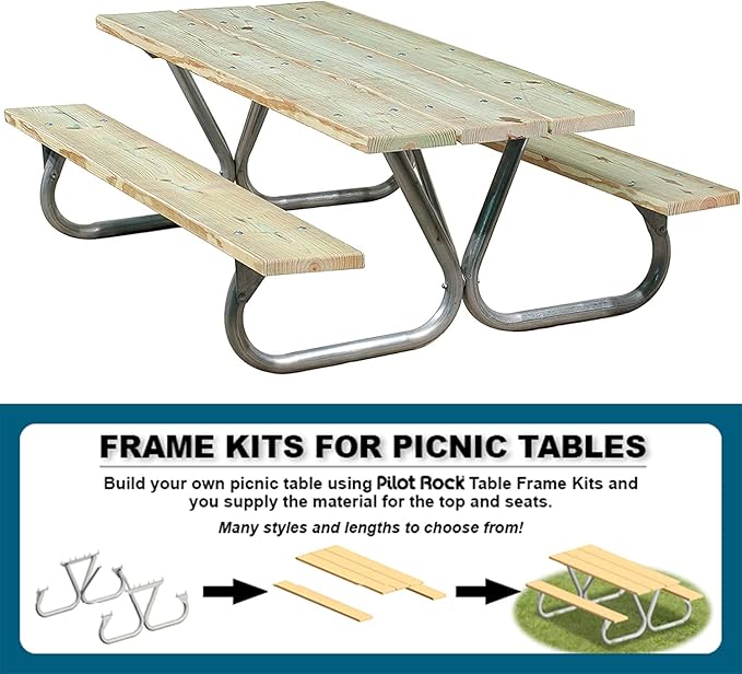 Pilot Rock 2 Pack 6' or 8' Outdoor Steel Non Tip Picnic Table Leg Kits (Frames Only)