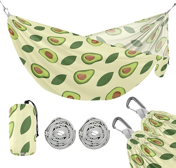 Camping Hammock Outdoor Hammocks for Outside Avocado Light Green Beach Trees Portable Lightweight with Pockets Tree Straps Indoor