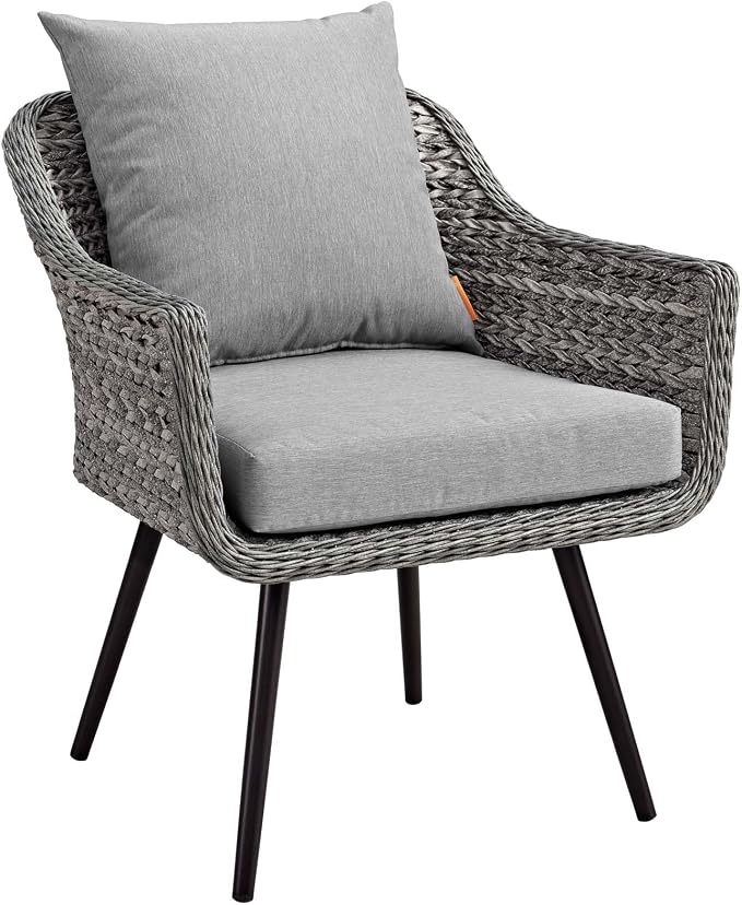 Modway EEI-3177-GRY-GRY-SET Endeavor 4 Piece Outdoor Patio Wicker Rattan Sectional Sofa Set, Gray