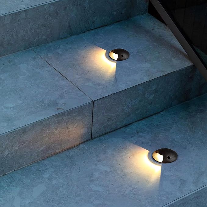 Well Lights Low Voltage Landscape Lighting Outdoor In Ground Lights for Driveway,Path,Paver,LED 2W AC/DC 12V 24V Warm White Waterproof IP67 Aluminium Single Side Lighting for Floor,Stair,1PACK