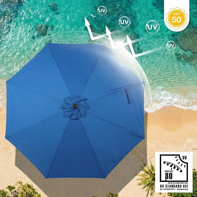 COWVIE Umbrella Canopy Replacement for 8 Ribs Patio Umbrella, Outdoor Table Parasol Replacement for Yard, Canopy Only