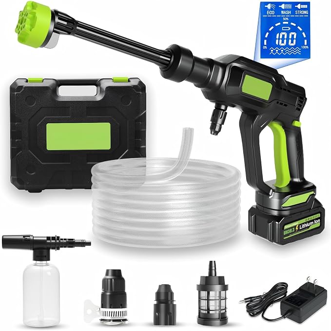 Cordless Portable Washer, Handheld Washer with 6-in-1 Nozzle, Battery Operated Washer, Cordless Portable Cleaning Tool for Car