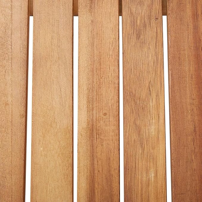 Solid Acacia Wood Patio Table 43.3x26.4x29.1 Inches with Cross Leg Design for Balcony Deck Porch, Slatted Top Rustic Outdoor Dining Table