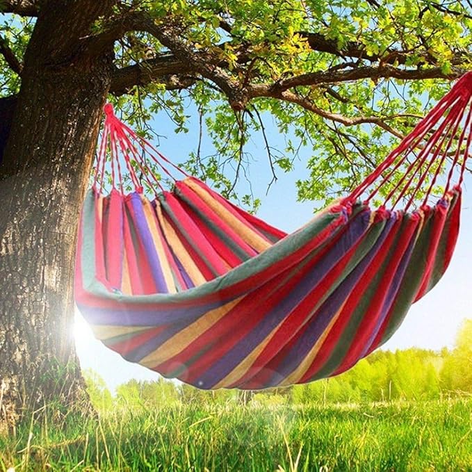 Portable 1 Person Hanging Hammock Rope Swing Fabric Sleeping Bed Garden Camping
