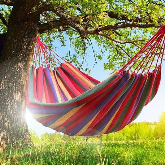 Portable 1 Person Hanging Hammock Rope Swing Fabric Sleeping Bed Garden Camping