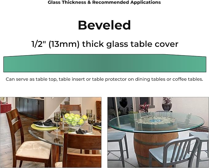 31" Inch Round Glass Table Top 1/2" Thick Tempered Beveled Edge by Fab Glass and Mirror