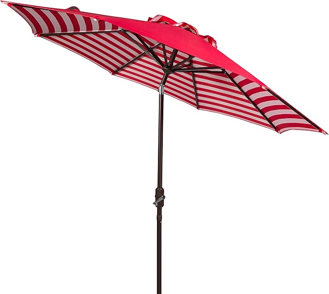 SAFAVIEH Outdoor Athens 11-Foot Round Crank UV Protected Umbrella