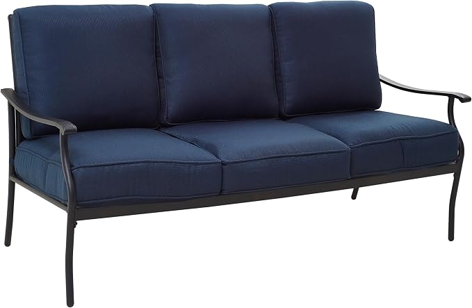 4 Pieces Patio Conversation Set 5 Seat Outdoor Furniture Sofa Chairs Patio Furniture Seating Sets with Cushion and Cofffee Table (Blue)