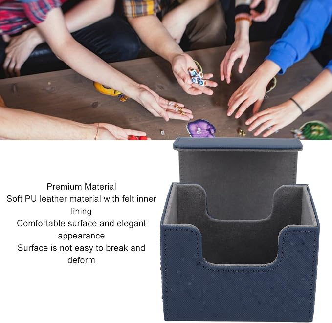 Zopsc PU Leather Card Deck Box, Large Capacity Magnetic Flap Storage Case for Game Cards, Tarot Cards, Deck Case with Strong Closure Blue