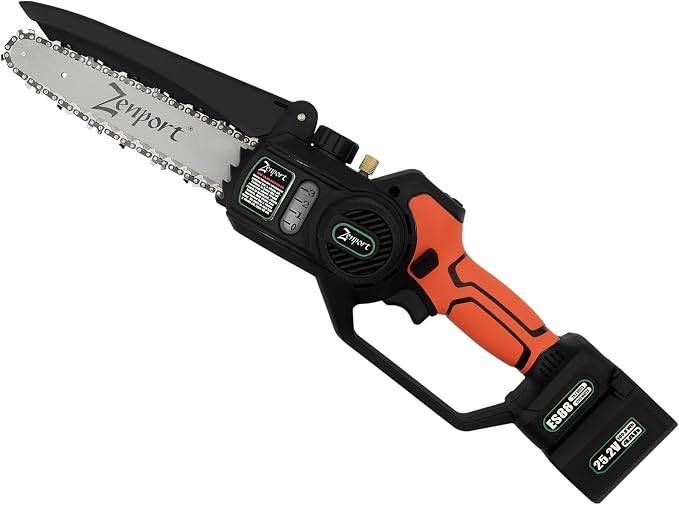 Zenport ES88 Cordless, Electric Chainsaw, 25-Volt Battery, 8-Inch Blade