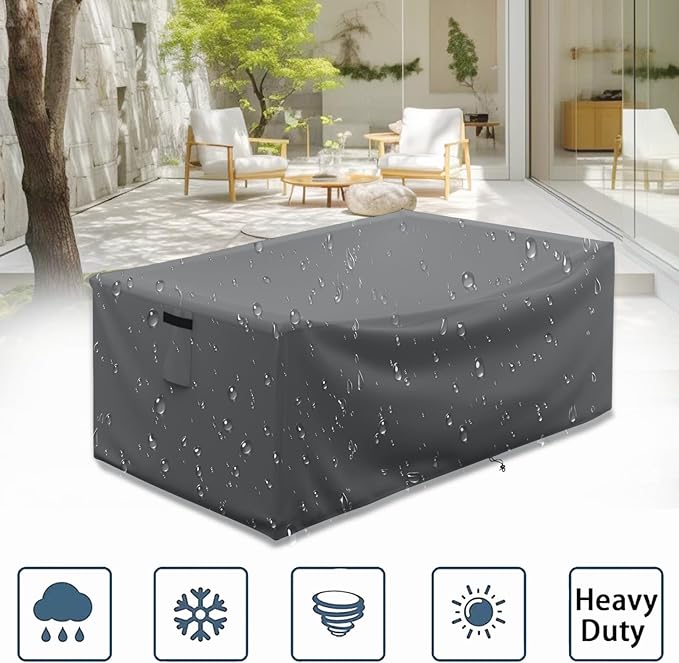 STARTWO Patio Furniture Covers Outdoor Sectional Sofa Couch Set Covers Waterproof Heavy Duty Outside Rectangular Garden Dining Table Chair Set Cover