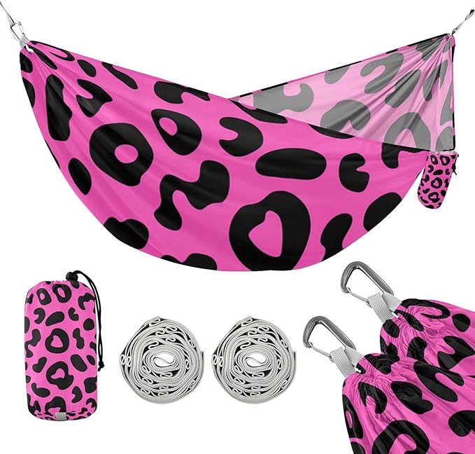 Purple Leopard Print 330lb Capacity Camping Hammock with Hanging Rope Backyard Hammock for Indoor Outdoor Patio hamaca para acampar