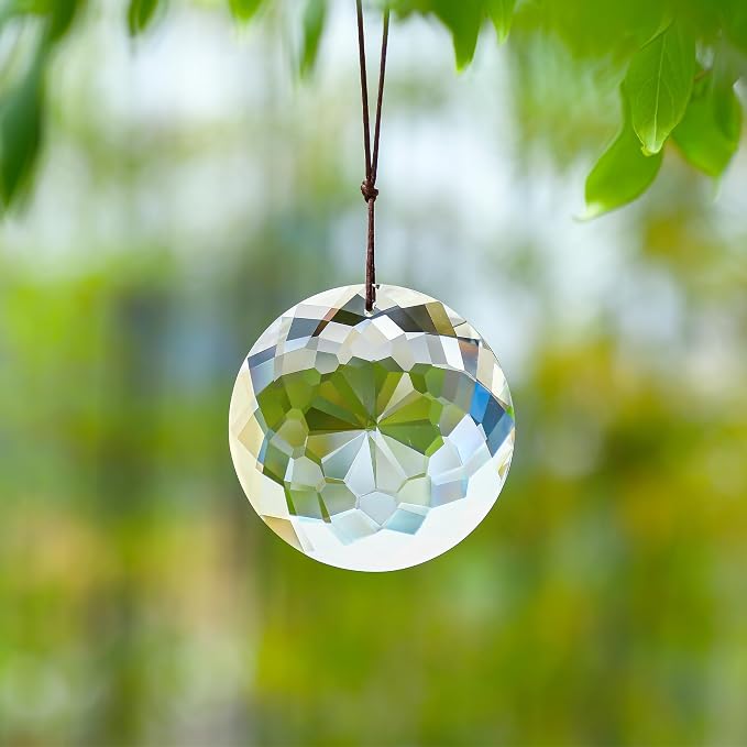 75mm Large Prism Hanging Crystal Suncatcher Clear Sun Catcher Indoor Window | Crystal Flower of Life Prisms,Hanging Crystals,Rainbow Maker,Large Beads,Glass Ornaments For Christmas Tree Home Garden