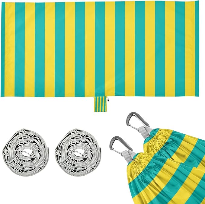 Yellow Blue Simple Stripe 330lb Capacity Hammocks for Camping Fabric Hammock for Patio Backyard Lounge Base hamaca para acampar