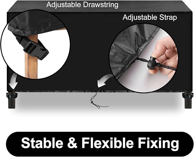 UPGRADE Outdoor Furniture Covers, Custom Size 111"(L) x 74"(W) x 30"(H) Rectangular Patio Table and Chair Waterproof Covers, Heavy Duty 420D, Black