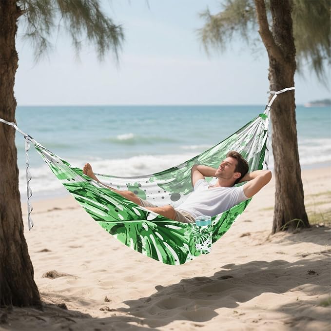 Green Leaves Camping Hammock Fabric for Outside Patio Garden