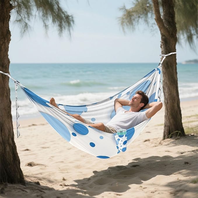 Irregular Blue Dots 330lb Capacity Hammocks for Camping Fabric Hammock for Outside Patio Backyard Poolside Base para hamaca