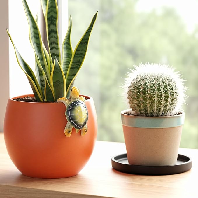 Yolev Turtle Plant Decorations for Pots Green Climbing Tortoise Figure Plant Pot Hanger Resin Cute Hanging Sea Turtle Statue Planter Pots Decorations for Yard Garden Ornaments Pot Decoration