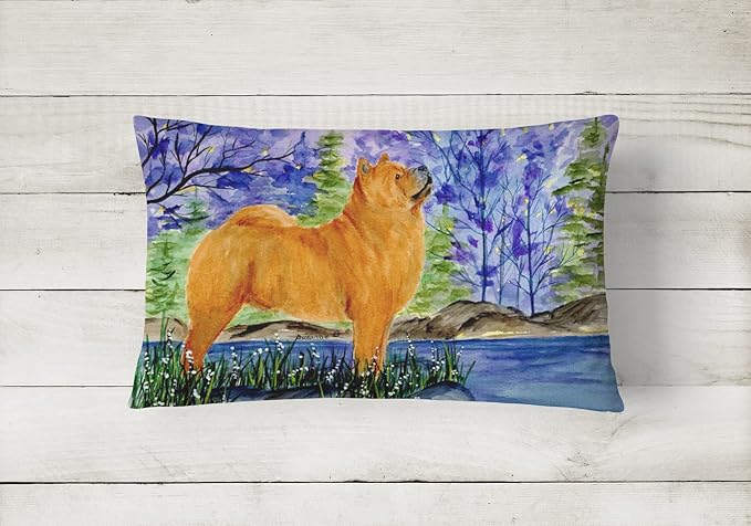 Caroline's Treasures SS8600PW1216 Chow Chow Canvas Fabric Decorative Pillow Machine Washable, Indoor Outdoor Decorative Pillow for Couch, Bed or Patio, 12HX16W