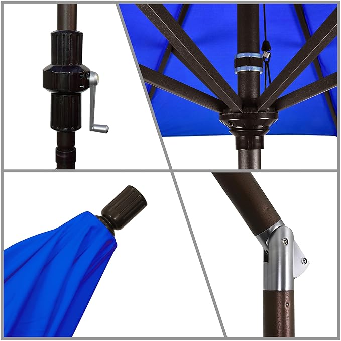 California Umbrella 7.5' Rd. Aluminum Patio Umbrella, Crank Lift, Collar Tilt, Bronze Pole