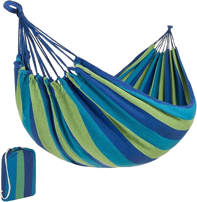 Hammock Garden Camping Swing Portable 2 Person Outdoor 190 X 150 cm Beach Travel Sleeping Canvas 150Kg Load Capacity,Green
