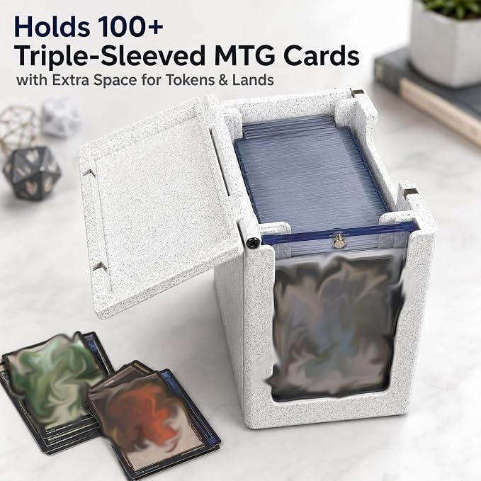 Magnetic Commander Deck Box Compatible with MTG – Card Deck Box Holds 100+ Triple Sleeved Cards, Dice Tray, Token & Sideboard Holder, Compatible with TCG CCG Magic Cards