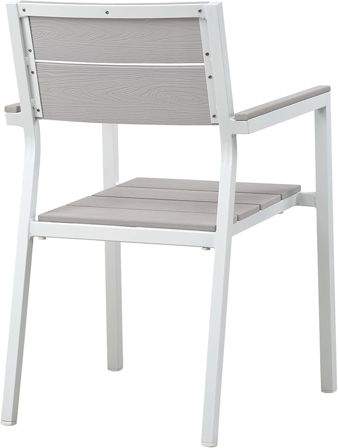 lm Modway Maine 7-Piece Aluminum Dining Table and Chair Outdoor Patio Set in White Light Gray