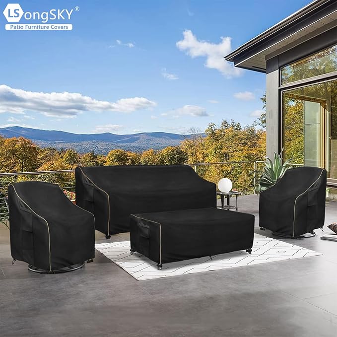 Outdoor 2-Seater Loveseat Cover,Patio Sofa Covers Fits up to 58W x 32.5D x 31H Inches,100% Waterproof Heavy Duty Patio Furniture Covers,Black