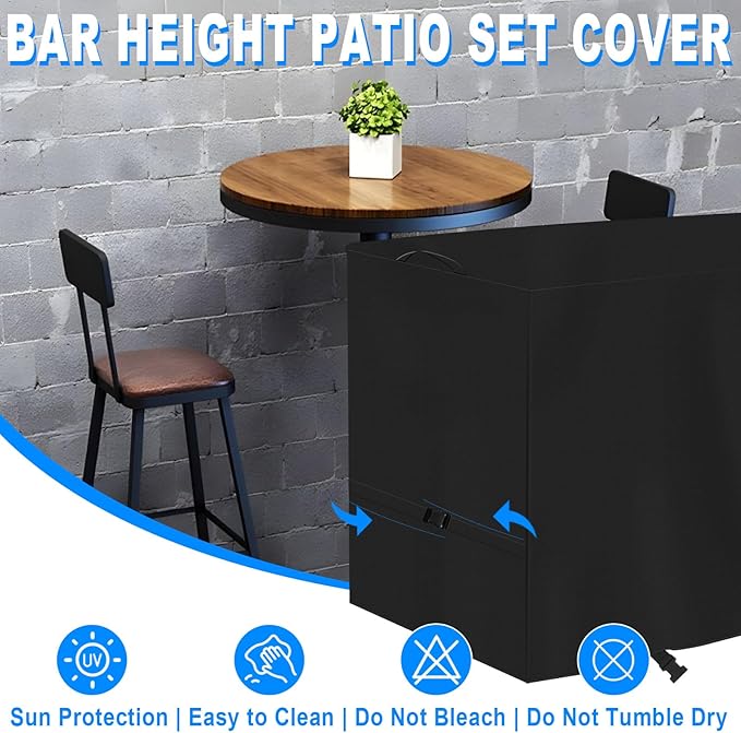 Cover for High Top Patio Set of 3 , Patio Swivel Bar Set Cover,600D Oxford Waterproof Covers for Outdoor High Stool Bistro Set,70*31.8*46.8 in,Black