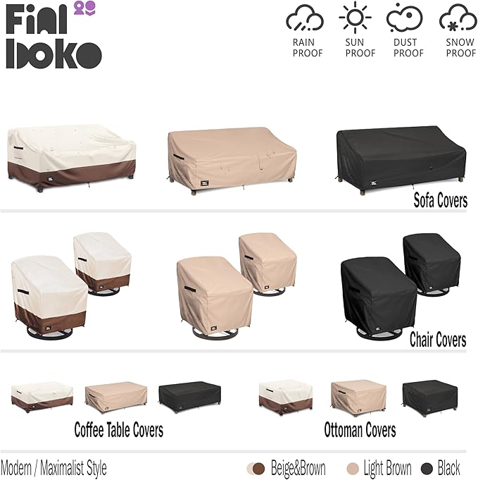 Patio Chair Covers 2 Pack,35Wx37Dx38H inches Outdoor Chair Covers,100% Waterproof Heavy Duty Outdoor Furniture Covers Waterproof,Light Brown Modern Style Patio Furniture Cover