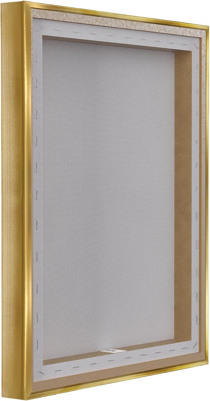 Stupell Industries Hammock on Palm Trees Gold Framed Floater Canvas Wall Art Design by Noah Bay
