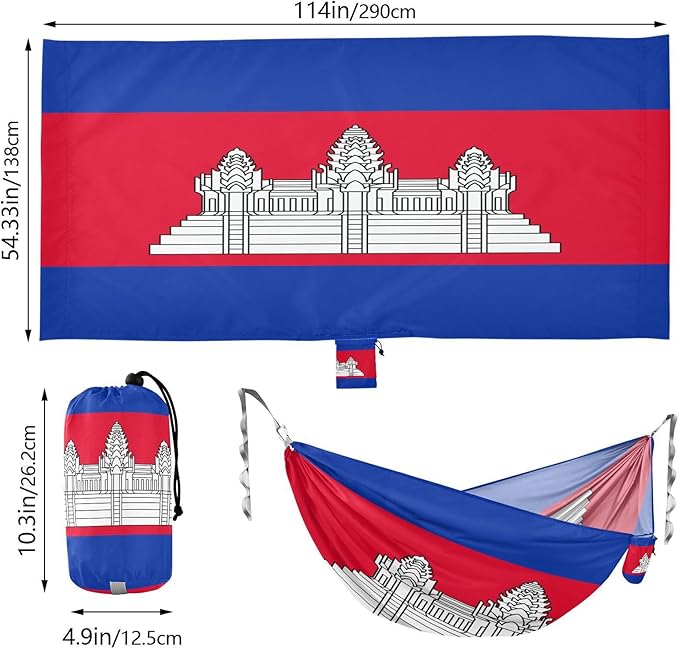 National Flag of Cambodia Hammocks with Portabl Carry Bag Backyard Hammock for Indoor Outdoor Patio