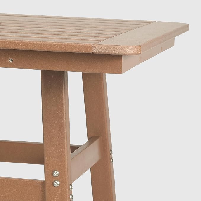 WestinTrends Malibu Square Outdoor Patio Counter High Bistro Bar Table with Umbrella Hole 37" Tall, Teak
