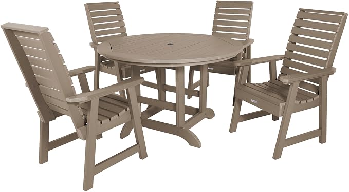 highwood Weatherly 5-Piece Round Dining Set, Woodland Brown