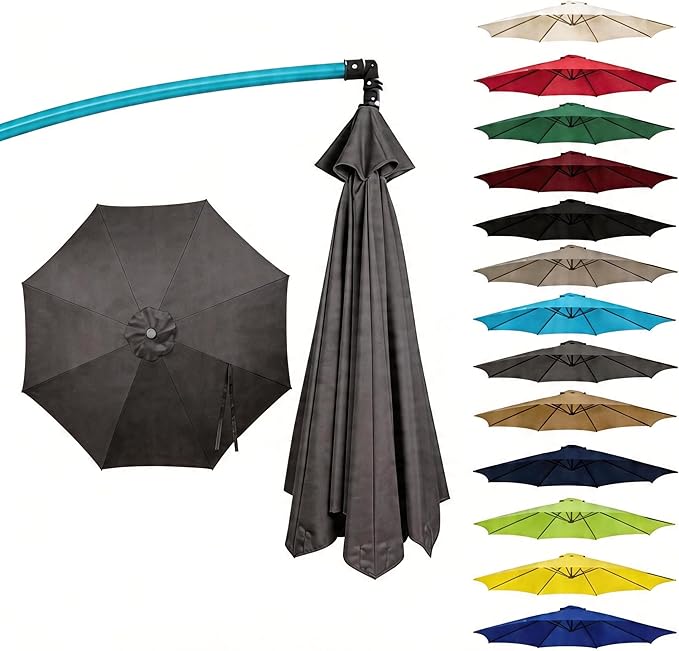 11FT Cantilever Patio Umbrella Replacement Canopy Outdoor Large Round 8 Ribs Length 64" to 66" (Canopy Only) Waterproof & UV