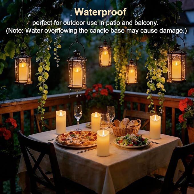 Flickering Flameless LED Candles with 5 PCS (H5 5.5" 6" 7" 8"), Fake Battery Operated Pillar Candles - 3D, Remote and Timers, Real Wax Candles for Home/Wedding/Fireplace Xmas Decor (Ivory)