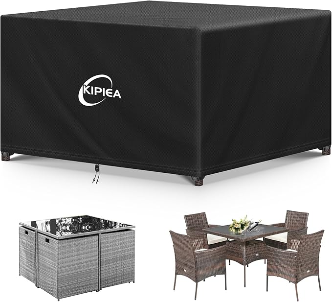 Kipiea Outdoor Furniture Covers Waterproof, 420D Heavy-Duty Patio Furniture Set Covers, No Tears Anti UV No Fading (45" L×45" W×28" H)