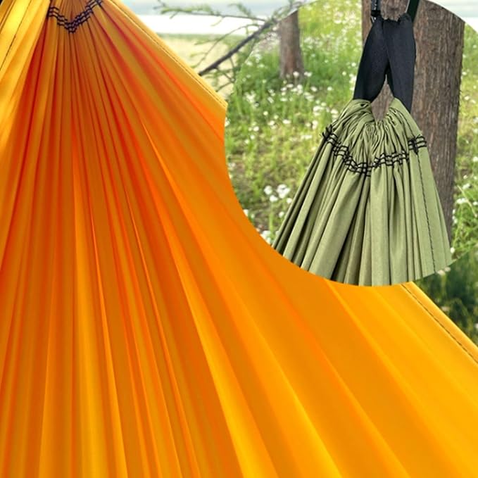 Polyester Hammock with Small Storage Bag Portable Tree Hanging Type Load-Bearing Outdoor Camping Hammock(Orange-Yellow)