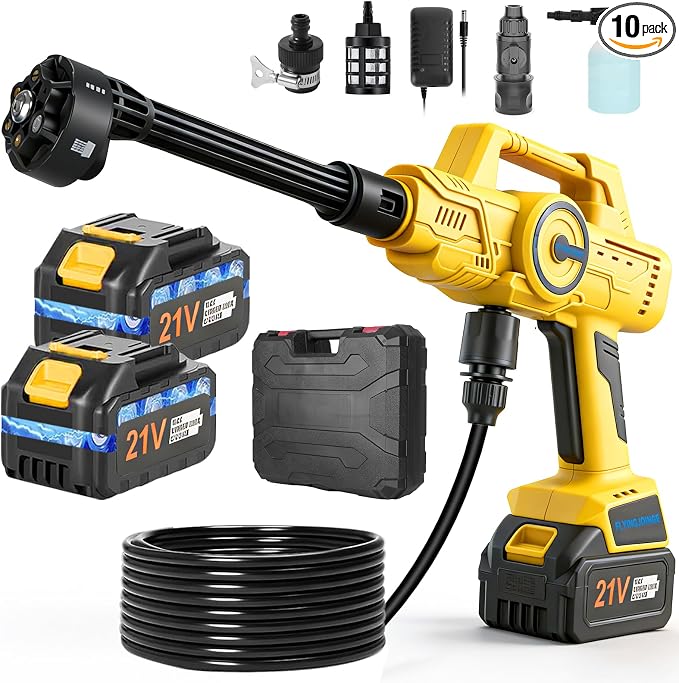 Portable Car Washer Accessories，6-in-1 Nozzle,10 Level,Handheld Car Washer, 16FT Hose, Power Cleaner for Car, Patio,Floor,Garden
