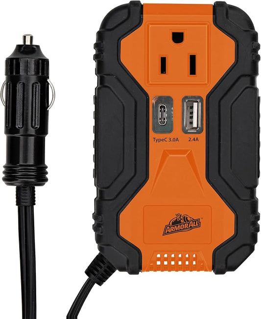 XTREME DIGITAL LIFESTYLE ACCESSORIES Armor All 120W Premium Power Inverter with 2 USB Ports, USB- A and USB -C