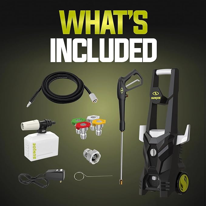 Sun Joe SPX100-GO 1300 PSI Electric Pressure Washer | Portable, Lightweight | Includes Accessories | Ideal for Cars, Patios & Decks