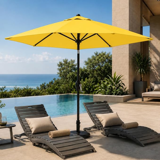7.5ft Patio Umbrella, Outdoor Table Market Umbrella with Smooth Crank Lift, 6 Windproof Fiberglass Ribs, UPF50+ UV Protection for Deck, Pool, Garden and Backyard