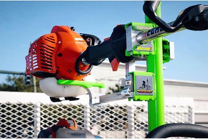 Green Touch Industries Xtreme Pro Series 2 Position Maximum Security One Lock System Line Trimmer Rack with Aluminum Mounting Blocks