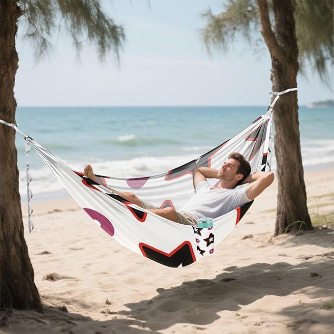 Black Stars Dot Purple 330lb Capacity Hammocks with Hanging Rope Rope Hammock for Outside Patio Garden soporte para hamacas para adultos