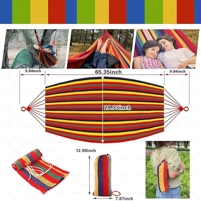 NOBRIM Camping Hammock Thickened Fabric Canvas Hammocks Travel Swing Hanging Bed with Bag Hammock for Travel Camping Camping Accessories